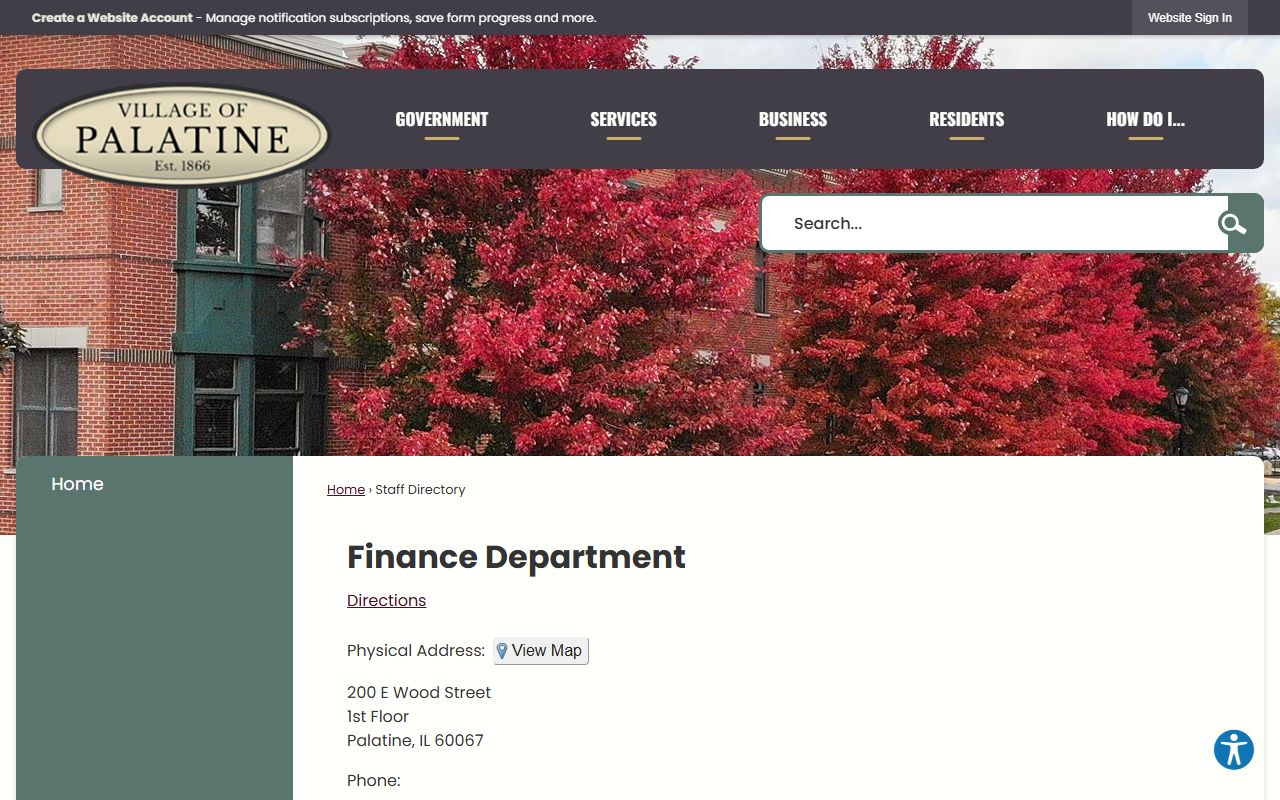 Palatine staff directory for unclaimed money department contacts