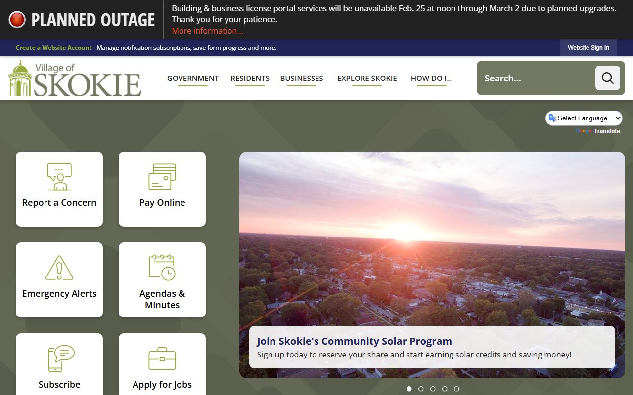 Skokie official village website for unclaimed money resources