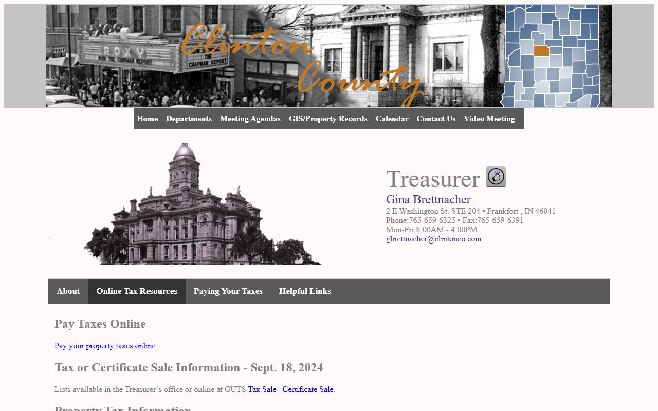 Clinton County Treasurer website for unclaimed money resources