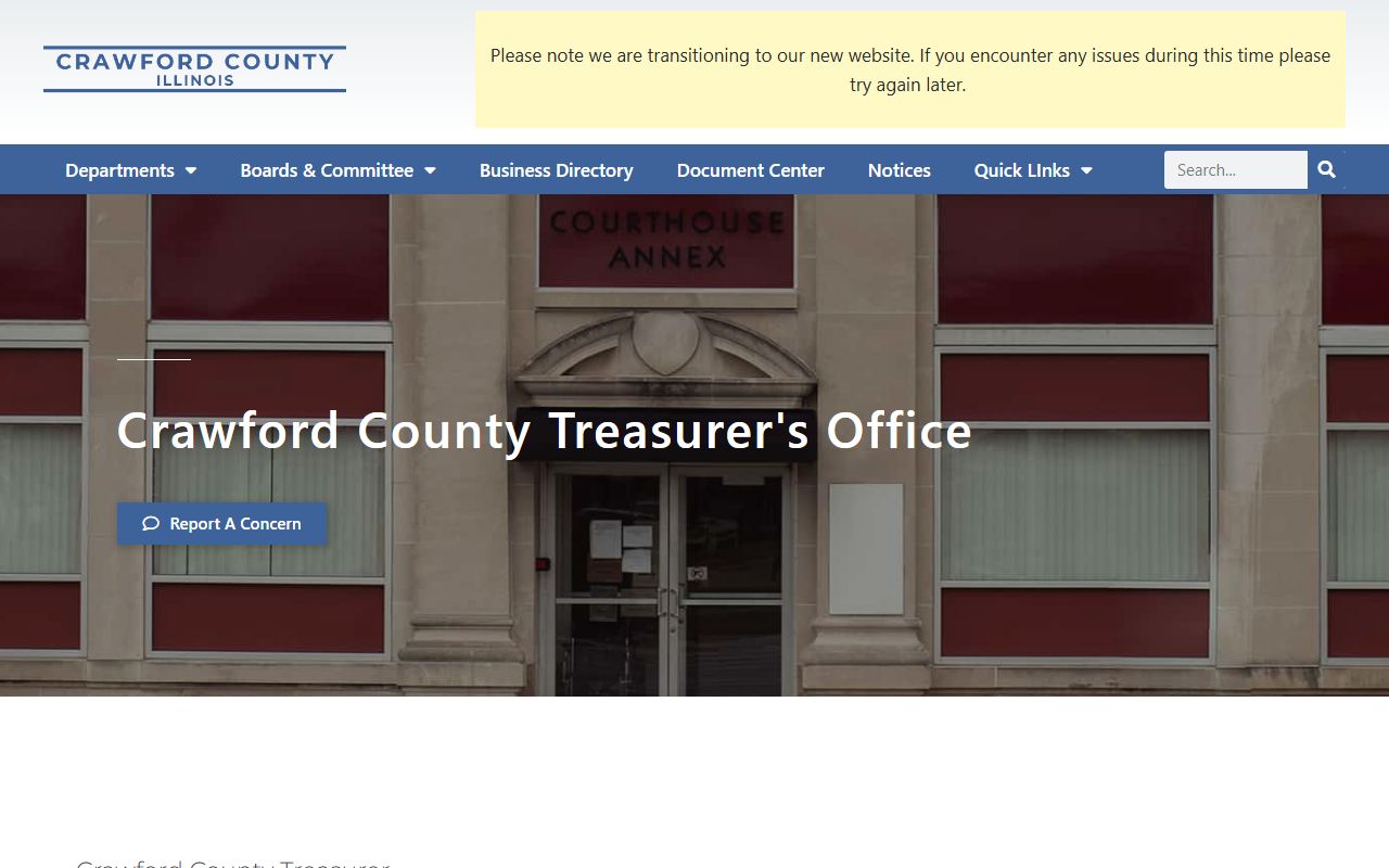 Crawford County Treasurer page for unclaimed money information