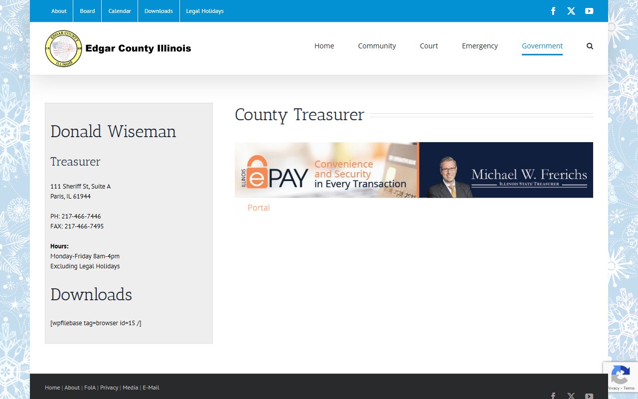 Edgar County Treasurer page for unclaimed money resources