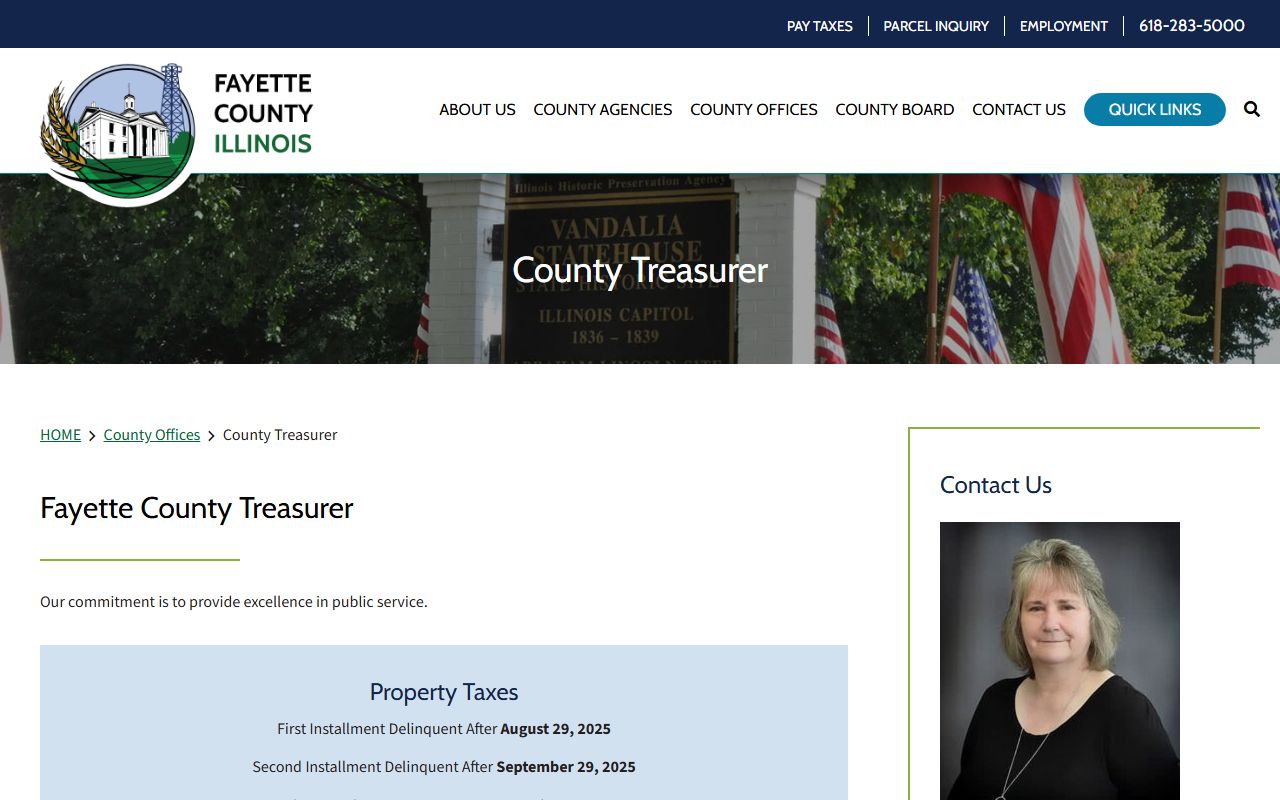 Fayette County Treasurer office page for unclaimed money inquiries