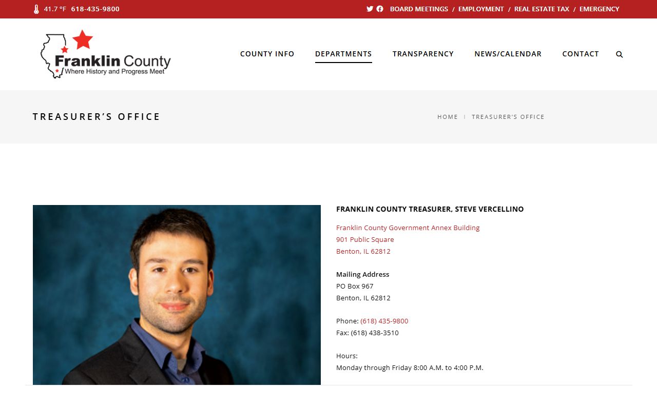 Franklin County Treasurer page for unclaimed money resources