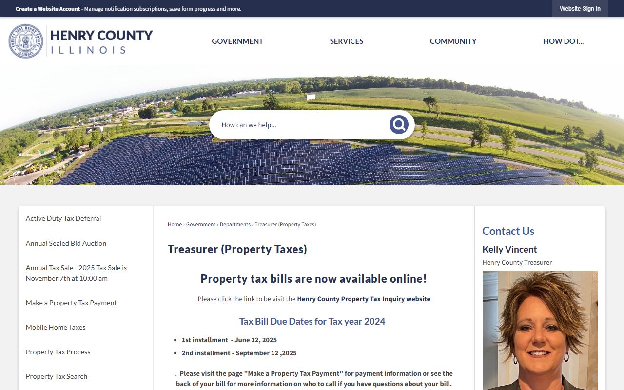 Henry County Treasurer page for Henry County unclaimed money information