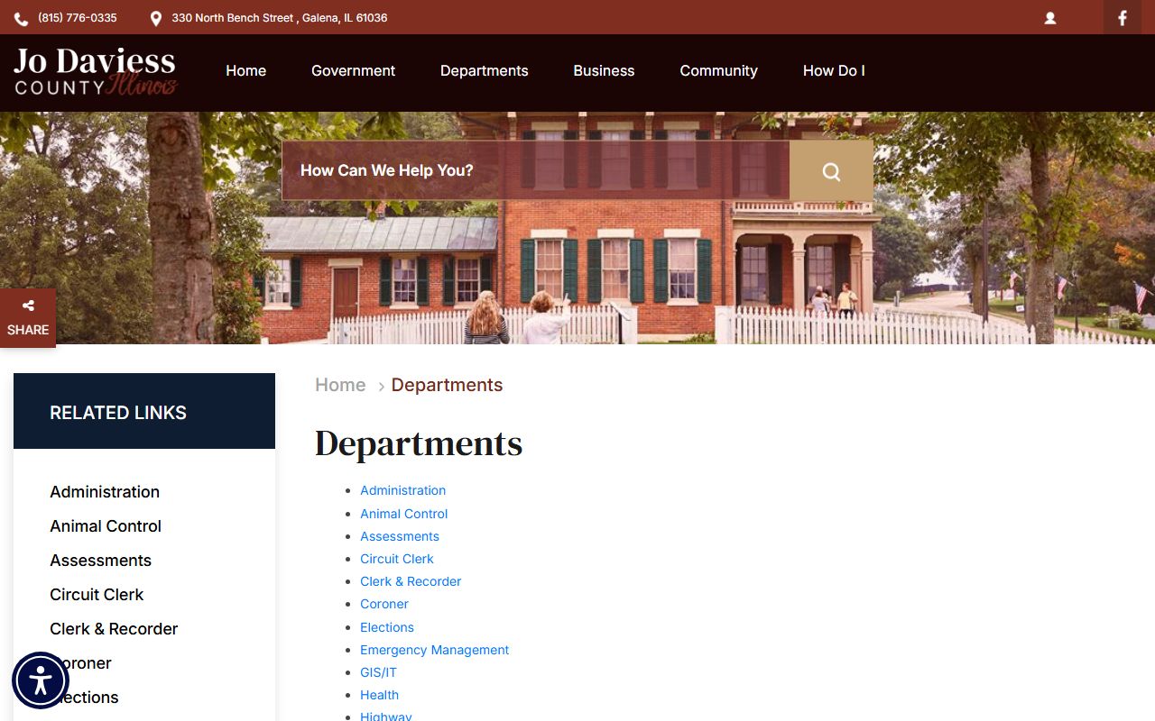 Jo Daviess County departments page for Jo Daviess County unclaimed money resources