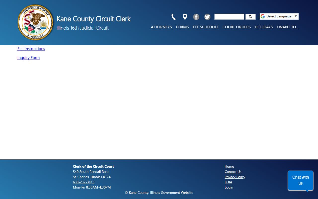 Kane County Treasurer unclaimed funds page for unclaimed money