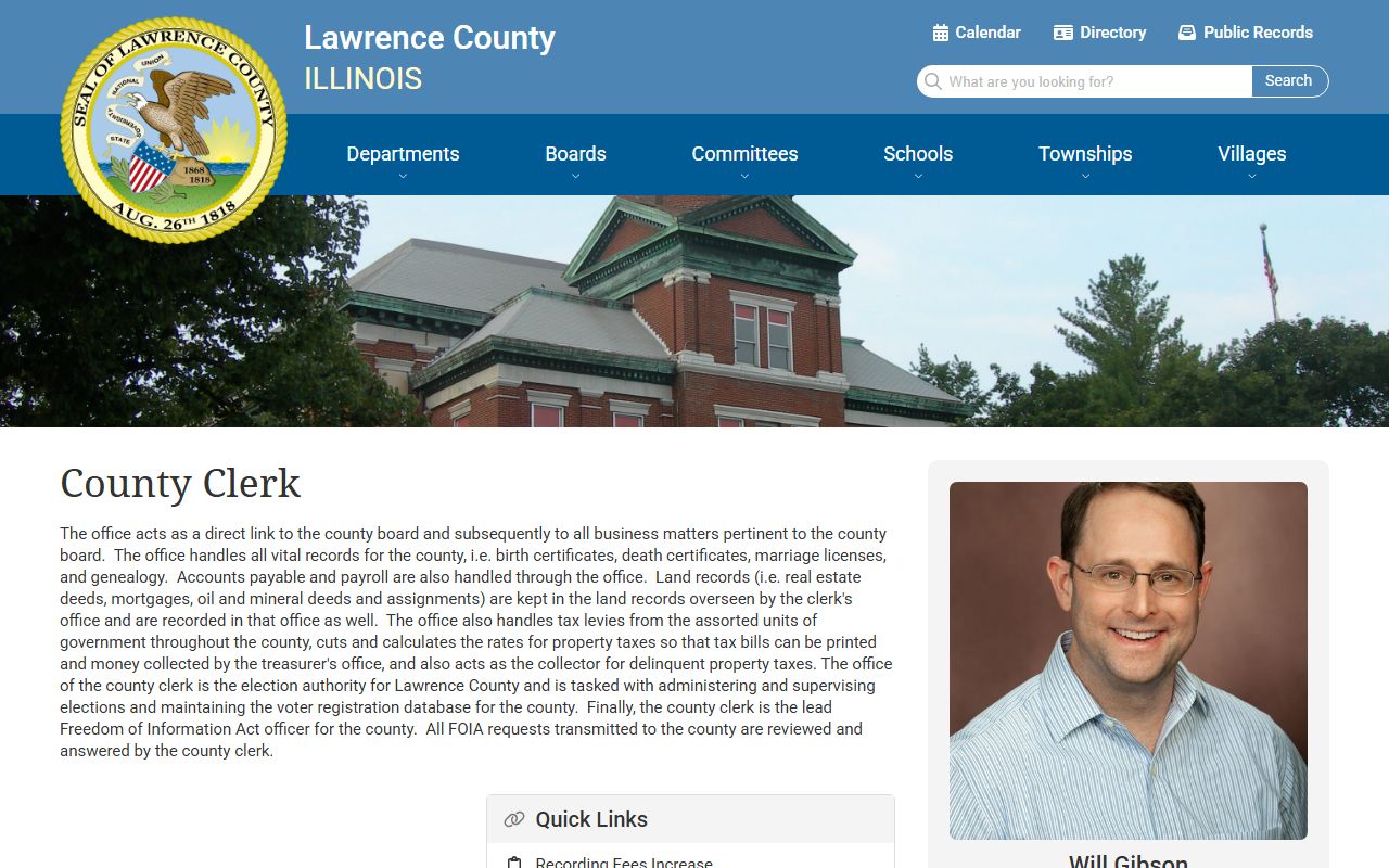 Lawrence County Treasurer page for unclaimed money searches