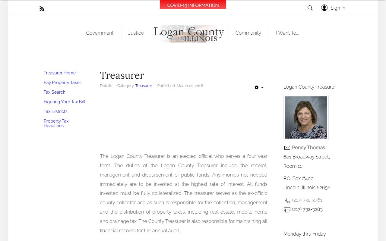 Logan County Illinois unclaimed money treasurer office