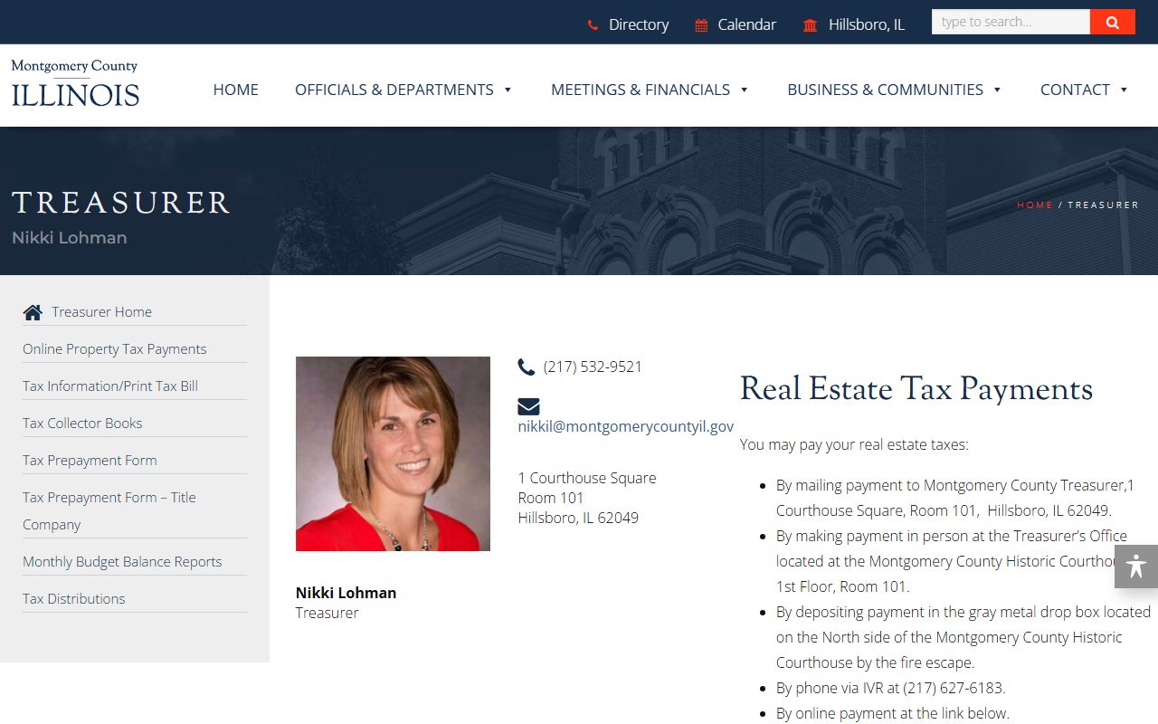 Montgomery County Illinois unclaimed money treasurer office