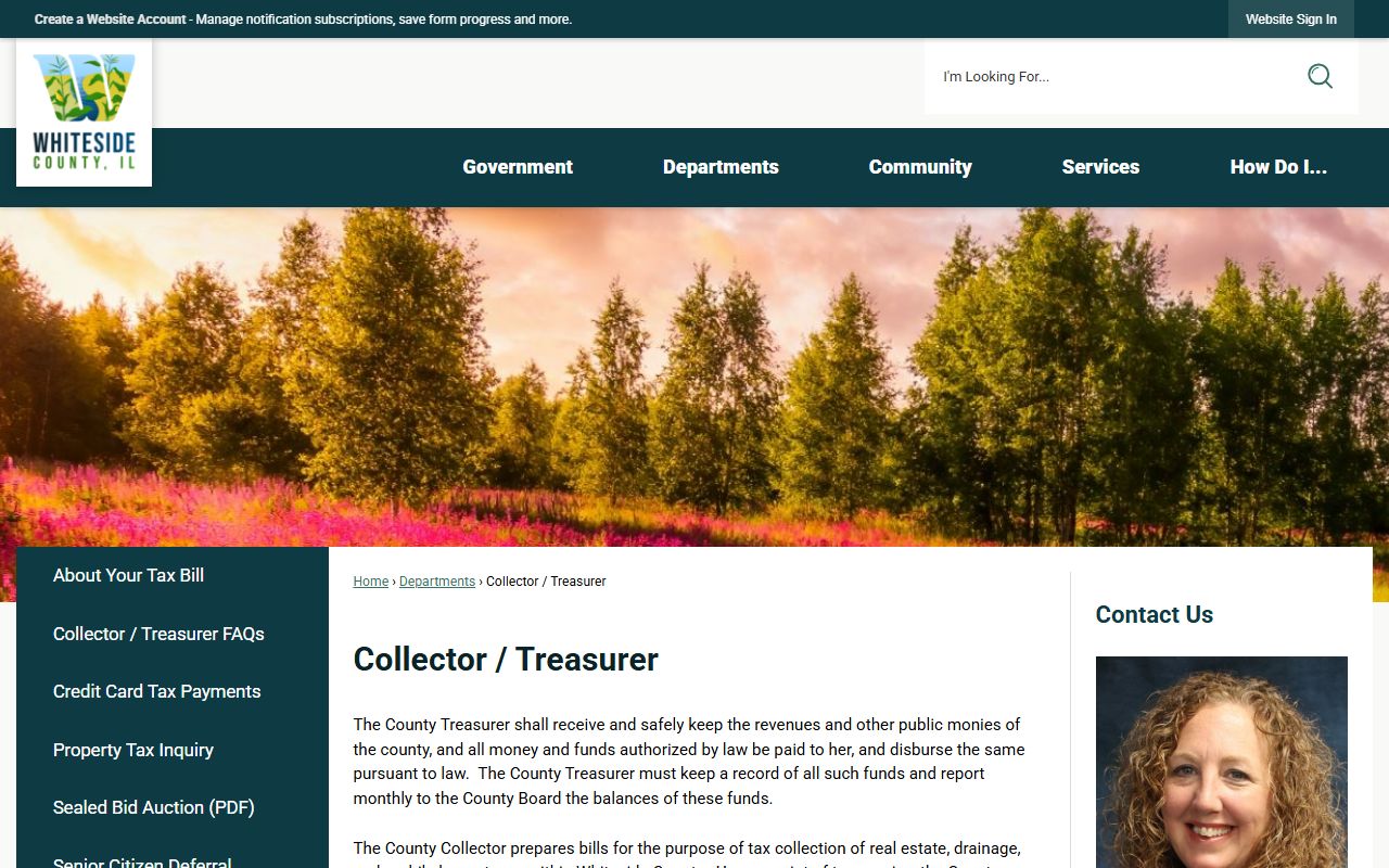 Whiteside County unclaimed money collector treasurer page