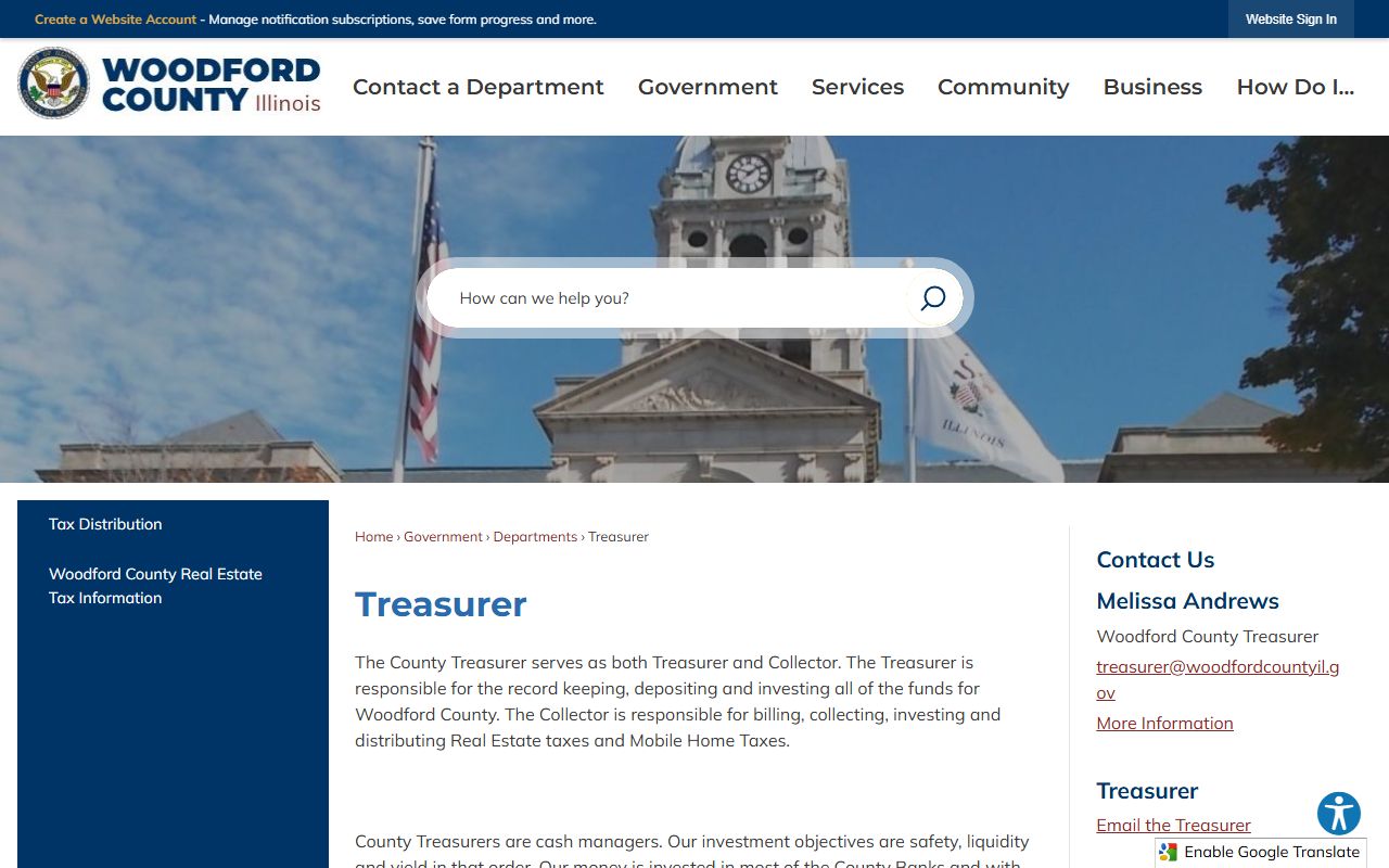 Woodford County Illinois unclaimed money treasurer office